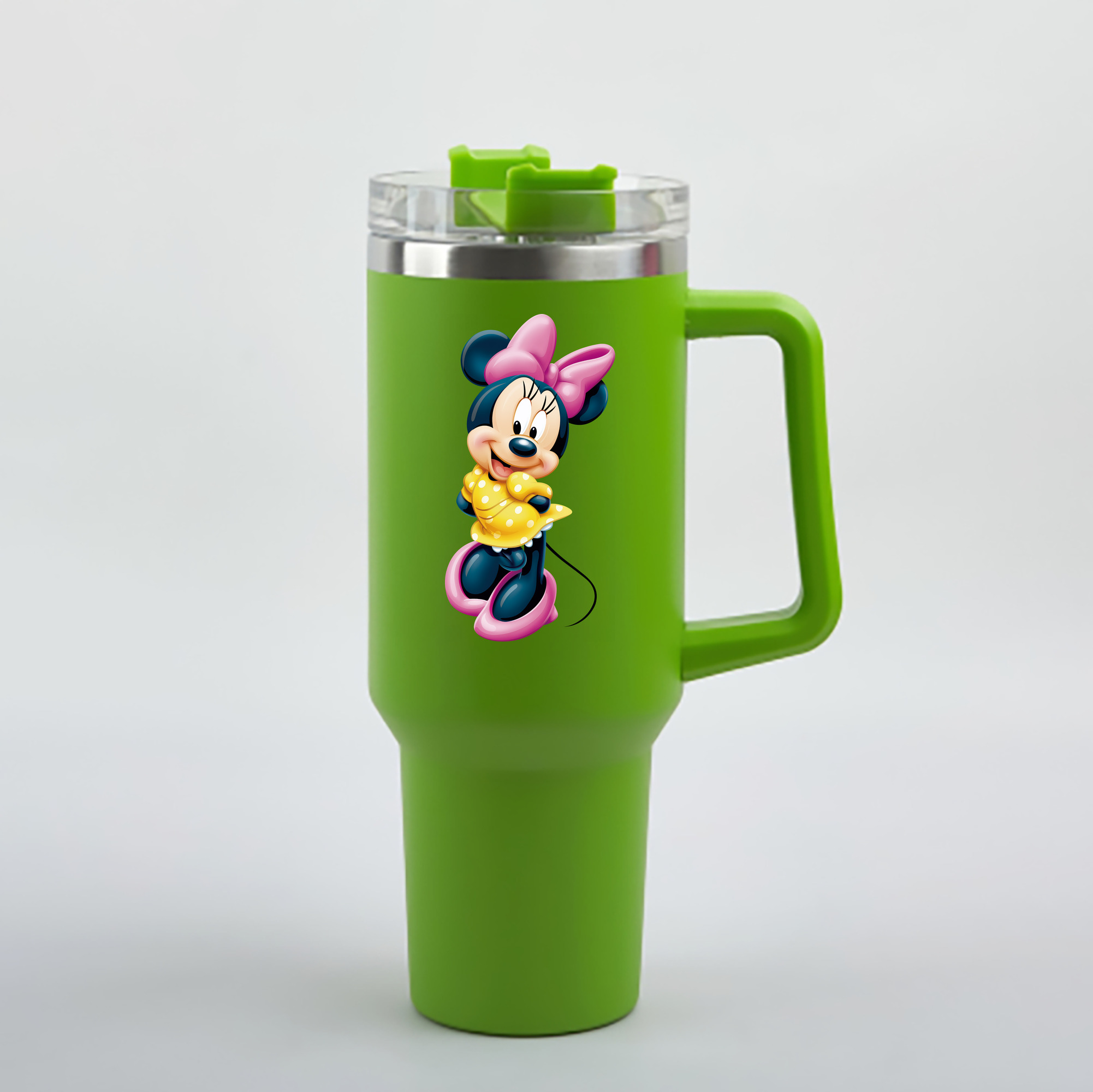 （画像用） ミッキーマウス Mickey Mouse 1200mL車用タンブラー - クリスタルステッカー（プラスチックストロー付き）